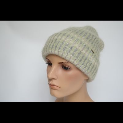 Мятная женская шапка с отворотом и стразами Vizio Италия 8007 CRY
