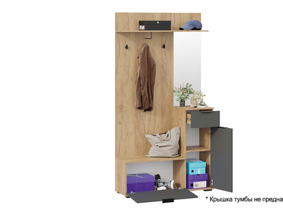 Прихожая Эвита Тип 1 - Секция комбинированная Тип 1 Дуб Крафт золотой/Графит