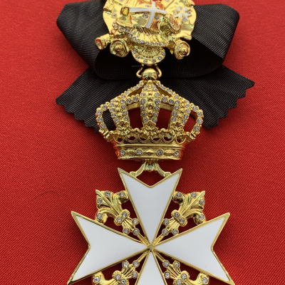 Орден Иоанна Иерусалимского Командорский со стразами и бантом из муаровой ленты. Полноразмерная копия LUX! Лот №54.
