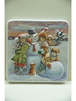 Плакетка "Зима в деревне"