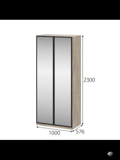 Этна шкаф Ш 57*100 Дуб эндгрей/Софт грей с зеркалами