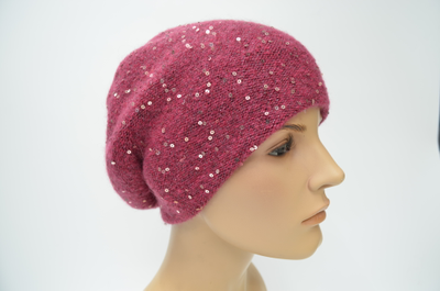 Визио берет фуксия с пайетками