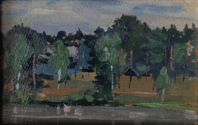 "Церковь в селе Коломенское" картон масло 1980-е годы