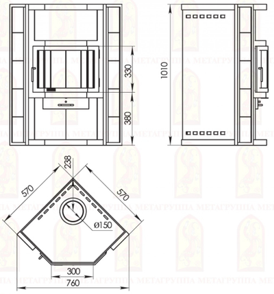 Печь-камин Амур, МЕТА - БЕЛ(Беларусь)
