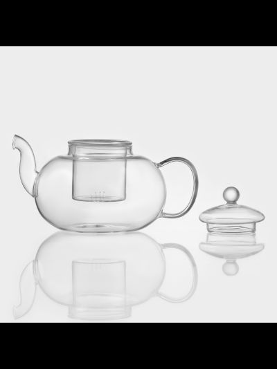 Чайник со стеклянной крышкой и со стеклянной колбой, 400 мл
