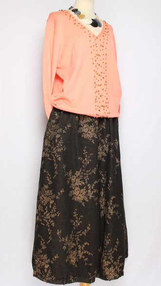 Джемпер-пуловер "Золотые клепки" персик, зеленый, синий р.46-52