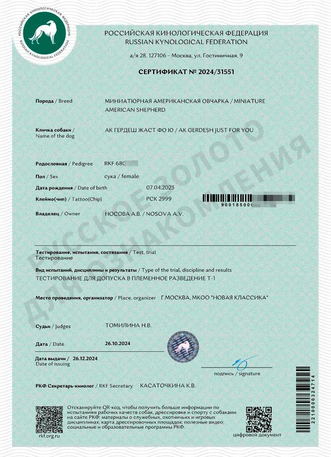 Юта. Результаты теста на поведение - Т-1