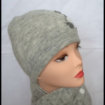 Светло-серая шапка и шарф италия Vizio 5175