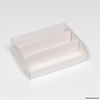 Коробка для макарун Прозрачная крышка Белая 21 х 16,5 х 5,5 см