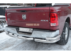 Защита заднего бампера "уголки" двойные d76/53 для Dodge RAM 1500