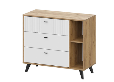 Милан Комод 3 ящика Дуб Золотой/Белый матовый