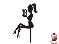 Топпер Девушка на торте 18, пластик