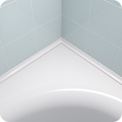 Акриловый плинтус бордюр для ванной BNV ГЛ12 12х12х750мм Белый правый