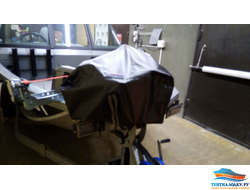 Тент на лодку ВОЛЖАНКА 46 FISH - 2020 ( с кринолинами без лееров на носу)