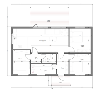 Одноэтажный каркасный дом с тремя спальнями 78м² (SK88)