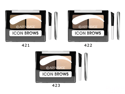 ART-VISAGE Двойные тени для бровей "ICON BROWS" с кисточкой и пинцетом | Арт Визаж