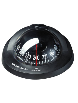 Компас Plastimo Offshore 95 65733 12/24В для судна 6-10м c чёрной конической картушкой Ø81мм в чёрном корпусе Ø128x111мм горизонтальный врезной монтаж