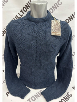 Мужской свитер однотонный без горла синий