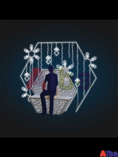 Световая фотозона скамейка со снежинками