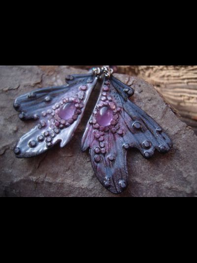 Волшебные серьги с аметистом "Крылышки Причудливой Феи"