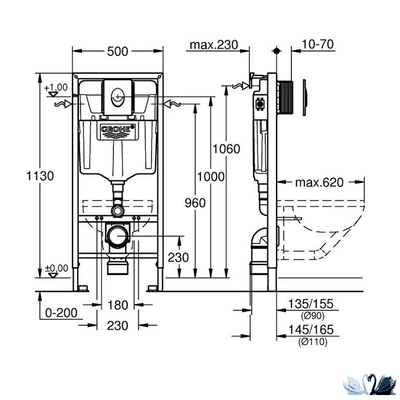 Инсталляция Grohe Rapid SL 38750001, в сборе с Skate Air хром (4 В 1 в сборе)