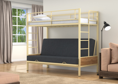 Двухъярусная кровать-диван Дакар 1 Слоновая кость (вставки дуб крафт табак) фото 2