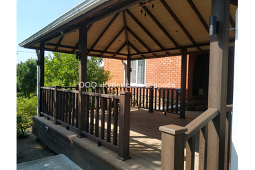 Деревянная беседка 6*4м с настилом и ограждениями ДПК