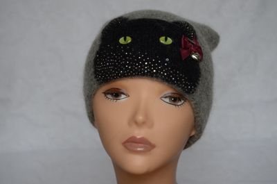 Vizio Италия 6718 шапка с помпоном серая фото