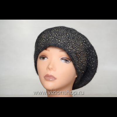 Вязаный модный берет 2019  Vizio Италия 6110 антрацит