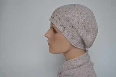 Vizio 1218 ВO берет и шарф платок ST розовый