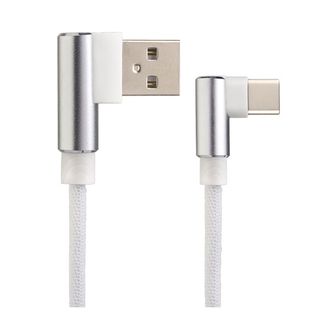 Мультимедийный кабель USB2.0 A вилка - USB C вилка, угловой, белый, длина 1 м, бокс (U4905)