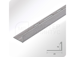 Алюминиевый окантовочный профиль для плитки ПО Г10 серебро матовое браш