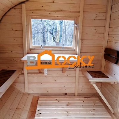 Овальная баня "ОКО" 4,5*4 метра, 2 отделения