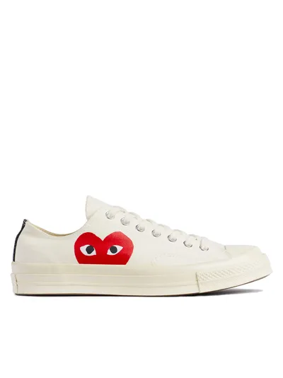 Converse Comme des Garcons Play белые низкие с сердечком