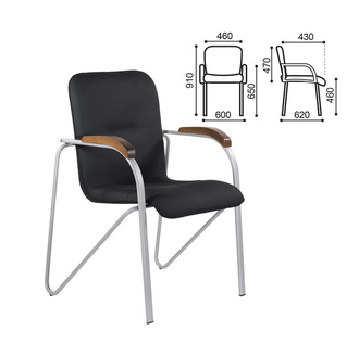 Кресло для приемных и переговорных BRABIX "Samba CF-105 BOX-2", хром, орех (D-8), черный, разобрано
