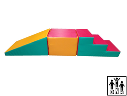 Мягкий модульный Спортивный набор «Горка+куб+ступень» желтый / красный / зеленый