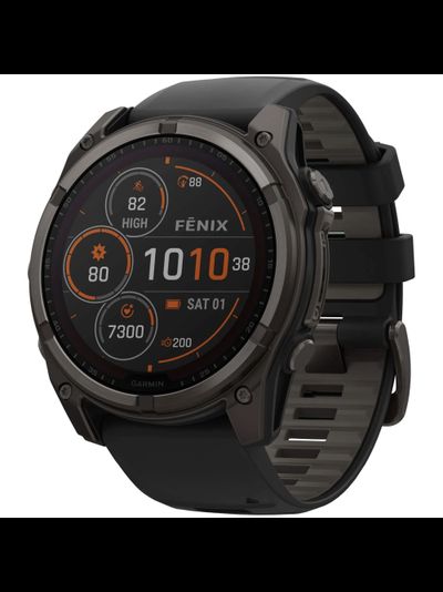 Часы Garmin Fenix 8 —51mm Solar Sapphire Carbon Gray DLC Titanium Black / Pebble Gray