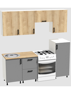 Кухня Эконом 1,5 метра с полуколонкой (1000х500) Цвет: Дуб Вотан/Базальт