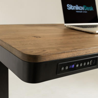 Умный стол 120×60 чёрный | массив дуба венге