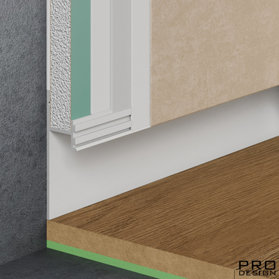 Теневой плинтус скрытого монтажа Pro Design 380 Грунт под покраску
