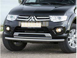Защита переднего бампера d76/d42 Mitsubishi Pajero Sport ( Митсубиси Паджеро спорт)