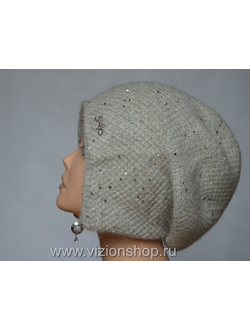 Бежевая женская шапка ушанка Vizio фото шапок ушанок Италии для женщин зима 2020