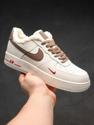 Nike Air Force 1 Low Beige/Brown с мехом