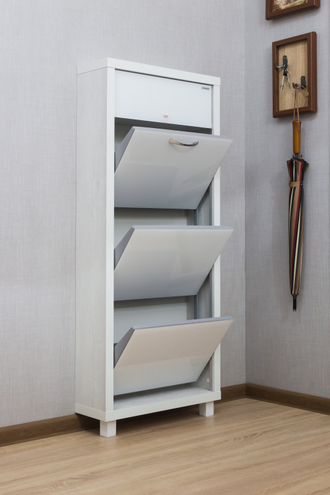 Обувница Айрон-3 Плюс (фасад стекло Белое)