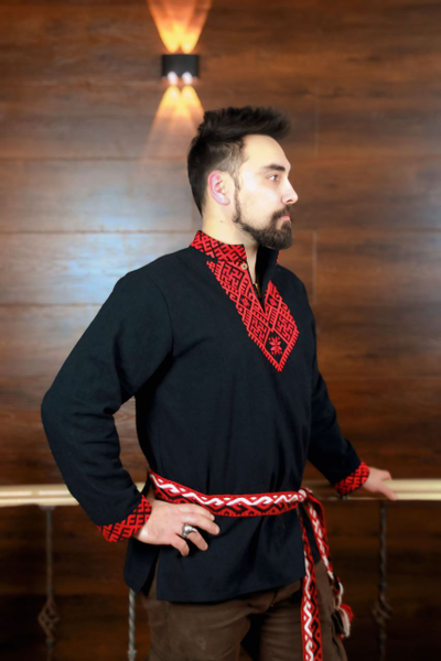 Рубаха из крапивы Сердечная со стойкой