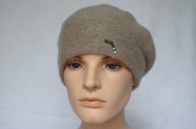 Визио 6943 итальянский берет вязаный женский с пайетками фото