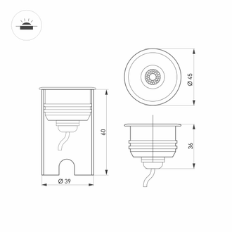 Светильник Arlight KT-AQUA-R45-3W White6000 (SL, 45 deg, 12V)