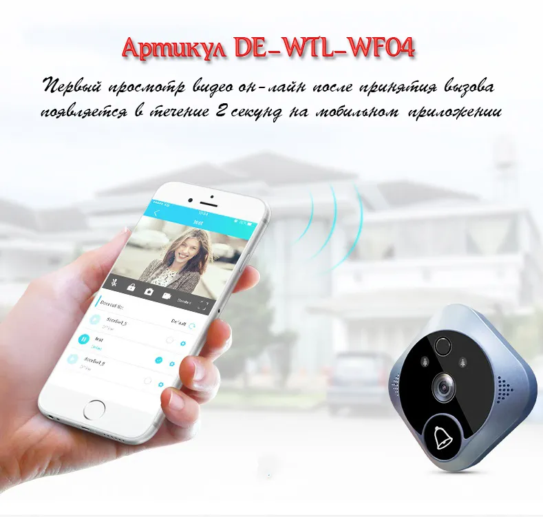 Надверный комплект (панель и монитор) WiFi видеодомофон с внешним шлюзом LAN