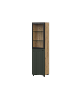 Милан Пенал со стеклом Дуб Золотой/Олива Софт