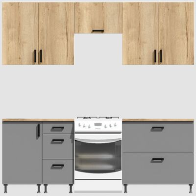 Кухня Эконом 1,8 метра (900х900) Цвет: Дуб Вотан/Базальт